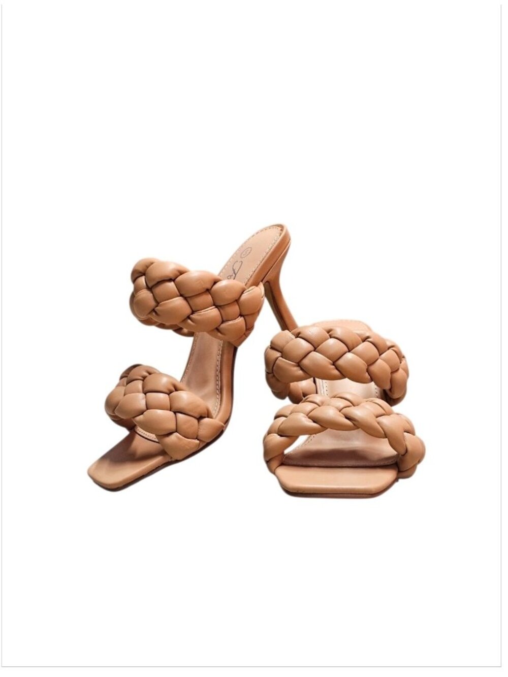 Braided Faux Leather High Heel Sandals - Nude Beige Chic & Elegant Design For Wo - Picture 10 of 16